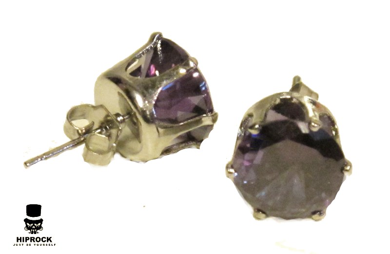 Bling Earrings - Purple Stone (Multiple Sizes)