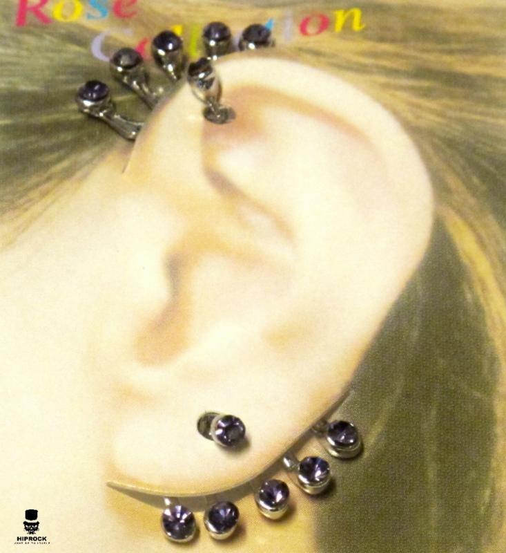 Dubbel örhängen - Lila kristaller