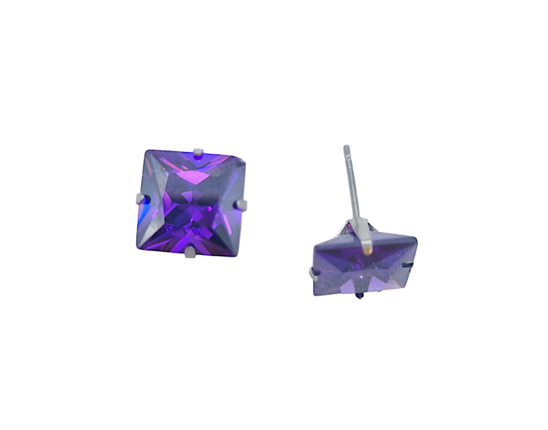 Bling Earrings - Purple Stone