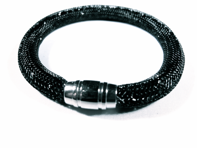 Black bracelet filled with black crystals