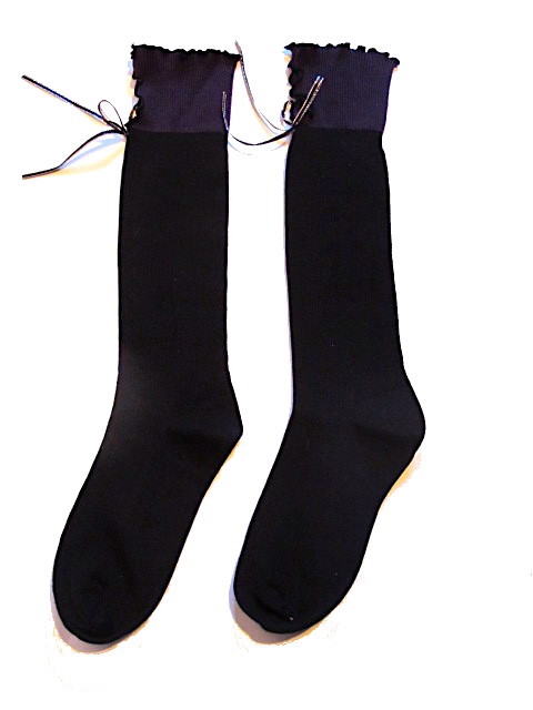Long stockings - black and purple with bow