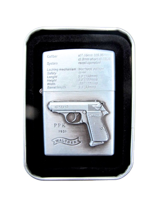 Pistol PPK - Silver gasoline lighters