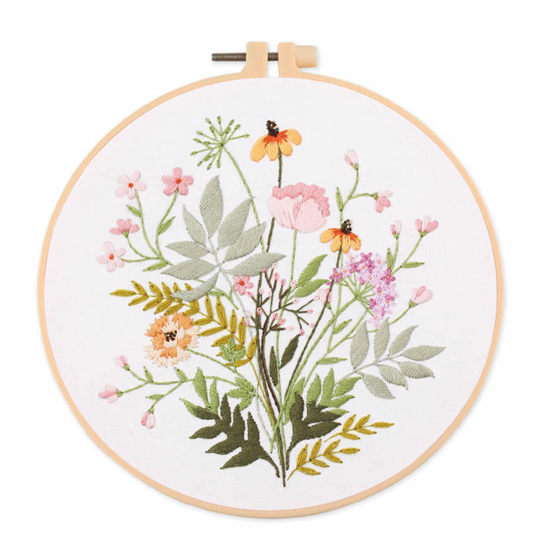 Embroidery kit Flower with plastic frame 20 cm. Ø