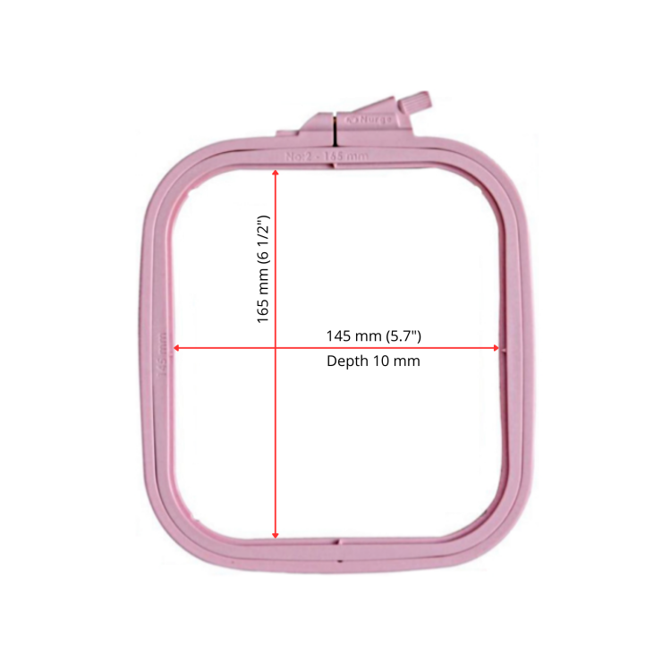 SCREWED PLASTIC EMBROIDERY HOOP 145x165 mm. Pink.
