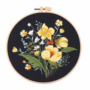 Embroidery kit Yellow Flower with plastic frame 20 cm. Ø