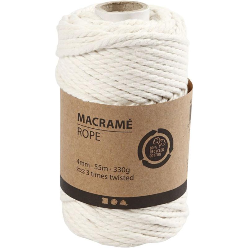 Macramé cord 4 mm. 55 m. 330g. Offwhite