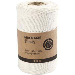 Macramé tråd 2 mm. 198 m. 330g. Offwhite