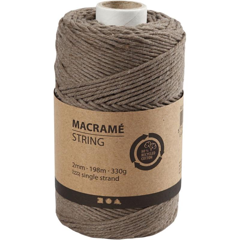 Macramé cord 2 mm. 198 m. 330g. Antique brown