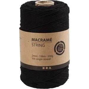 Macramé tråd 2 mm. 198 m. 330g. Black