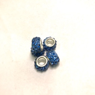 Rhinestone Beads, blue, 5 pcs