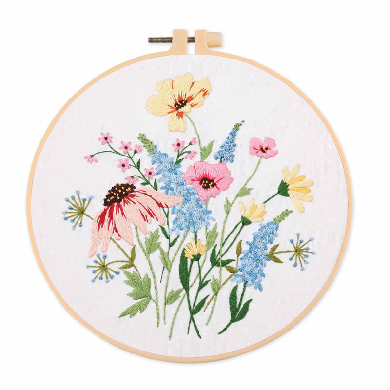 Embroidery kit Flower with plastic frame 20 cm. Ø