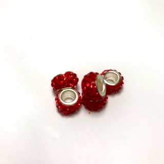 Rhinestone Beads, red, 5 pcs