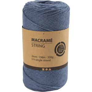 Macramé tråd 2 mm. 198 m. 330g. Antique blue