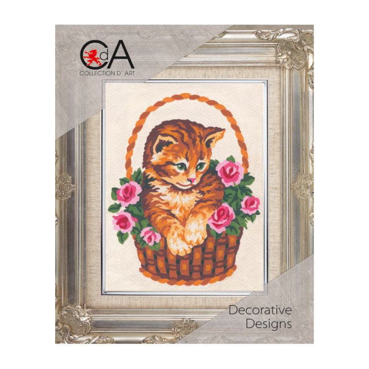 Broderi kit Tryckt Canvas "Kattunge" 14x18 cm.