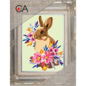 Embroidery Kit  Printed Canvas "Rabbit" 14x18 cm.