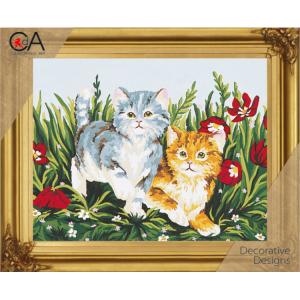 Förtryckt Broderi kit Halv Stygn "2 Kittens " 22x30 cm.