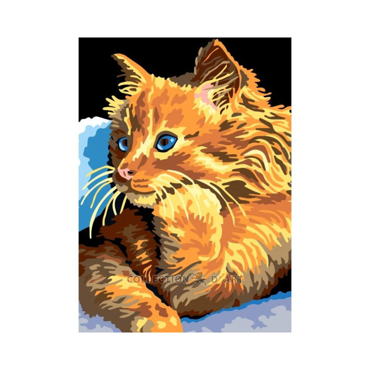 Printed Cross stitch kit Half Stitch "Golden Kitten" 22x30 cm.
