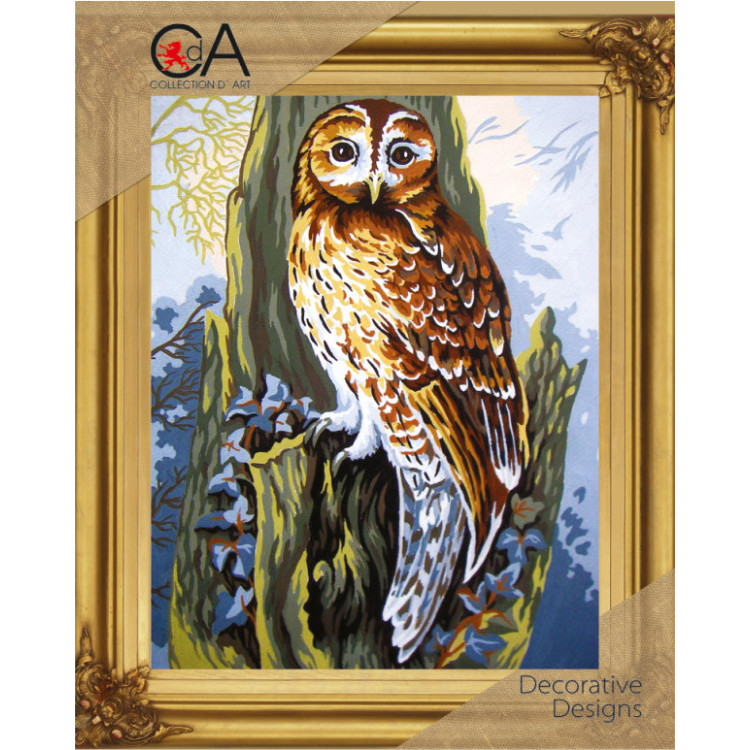 Förtryckt Broderi kit Halv Stygn "Uggla" 22x30 cm.