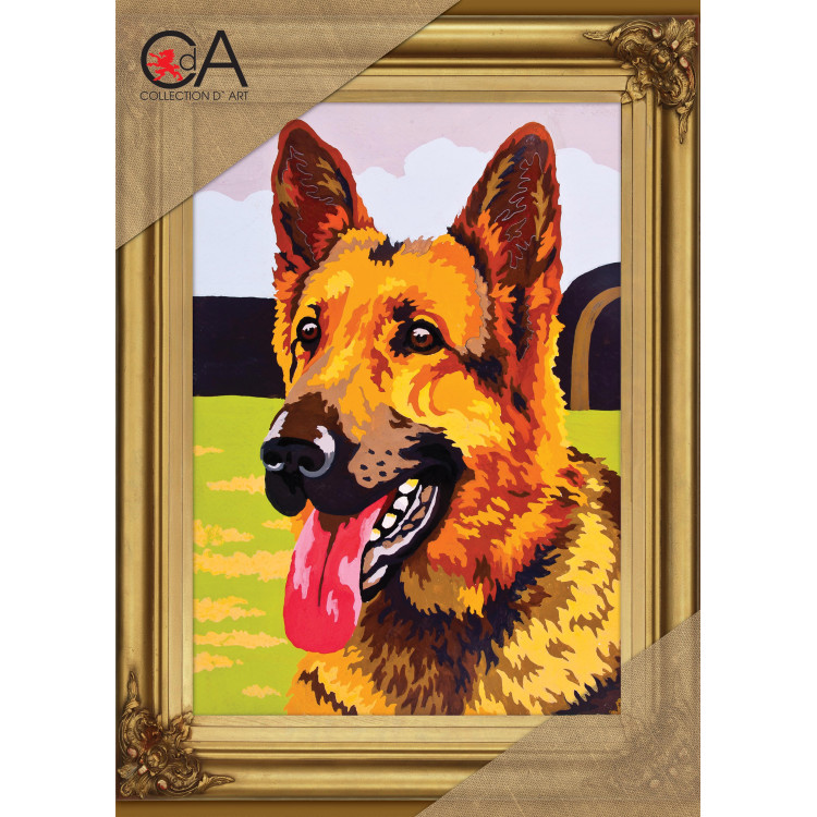 Förtryckt Broderi kit Halv Stygn "German Shepherd " 22x30 cm.