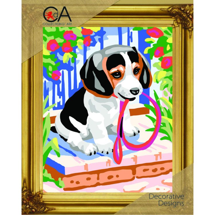 Förtryckt Broderi kit Halv Stygn "Sweet Puppy" 22x30 cm.