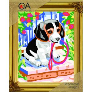 Förtryckt Broderi kit Halv Stygn "Sweet Puppy" 22x30 cm.