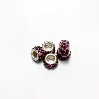 Beads with large hole, lavender, 5 pcs