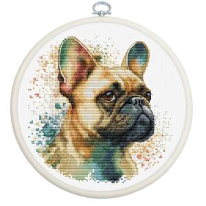 Embroidery kit French Bulldog incl. nurge 15x15 cm