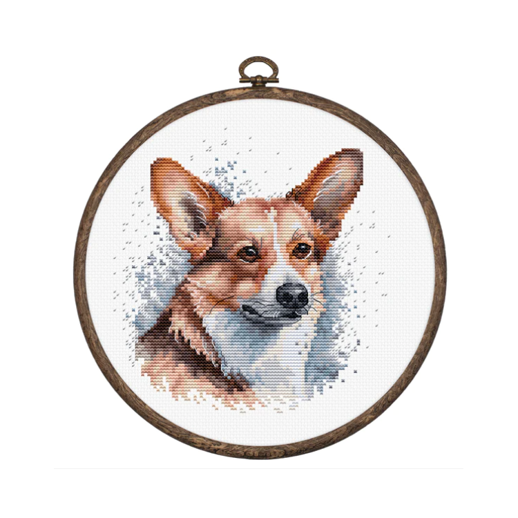 Broderikit Welsh Corgi inkl. ram 14x15 cm