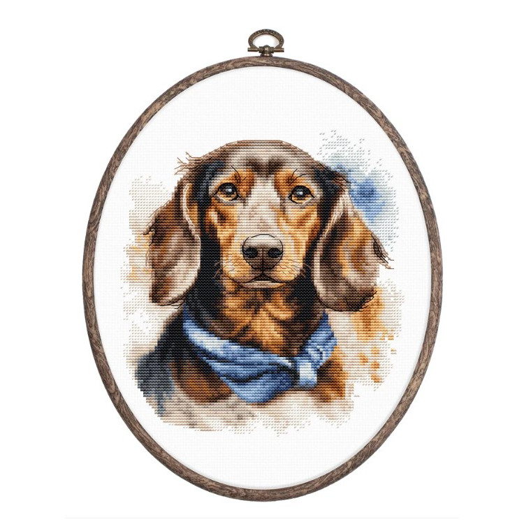 Embroidery kit The Dachshund incl. nurge 16x17 cm