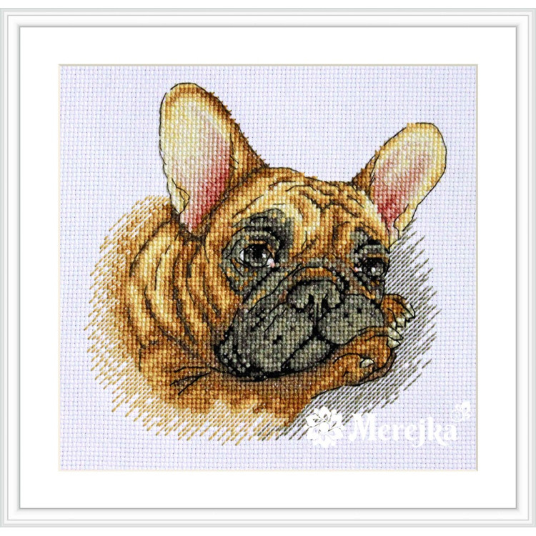Embroidery kit French Bulldog 15x15 cm
