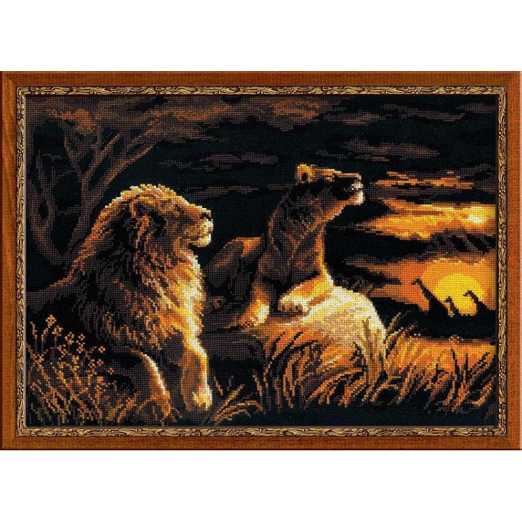 Embroidery kit Lions 30x40 cm.