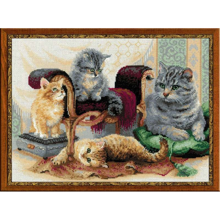 Embroidery kit 4 Cats 30x40 cm.
