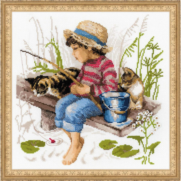 Embroidery Kit Boy  s Fishing. 30x30 cm.