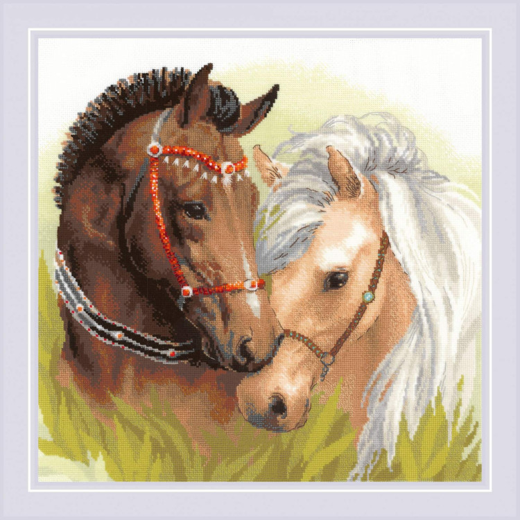Embroidery Kit Pair of horses 40x40 cm.