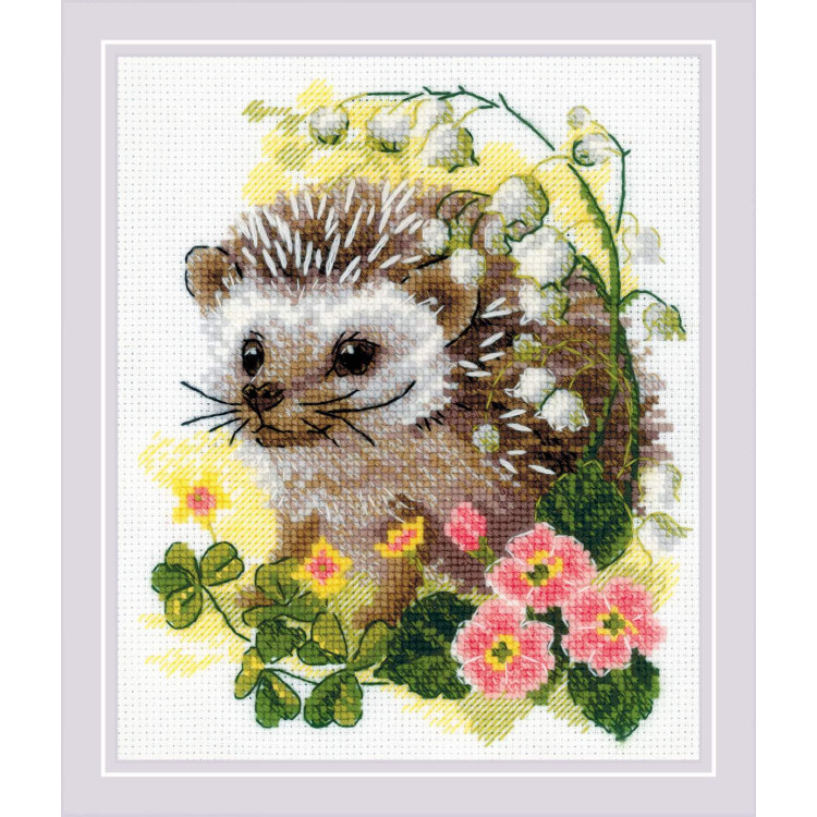 Embroidery Kit Cute Hedgehog 15x18 cm.