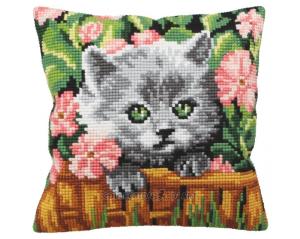 Printed Tapestry Canvas pillow case "Kitten" 40x40 cm