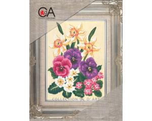Embroidery Kit  Printed Tapestry Canvas "Pansies" 14x18 cm.