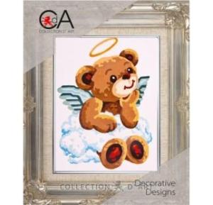 Embroidery Kit  Printed Tapestry Canvas "Teddybear" 14x18 cm.