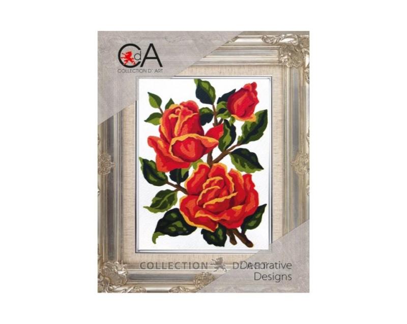 Embroidery Kit  Printed Tapestry Canvas "Roses" 14x18 cm.