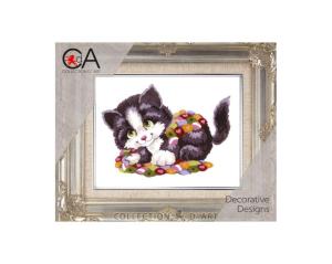 Broderi kit Tryckt Canvas "Kattunge" 14x18 cm.