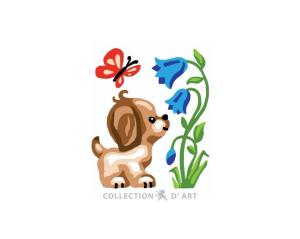 Embroidery Kit  Printed Tapestry Canvas "Puppy" 14x18 cm.