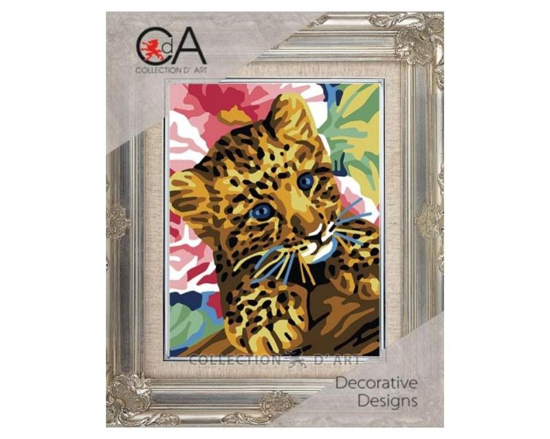 Embroidery Kit  Printed Tapestry Canvas "Tiger" 14x18 cm.