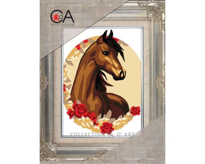 Broderi kit Tryckt Canvas "Häst" 14x18 cm.