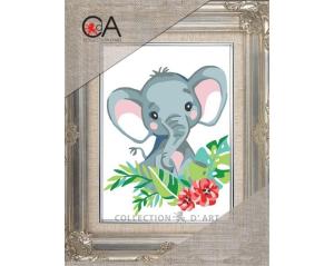Embroidery Kit  Printed Tapestry Canvas "Elephant" 14x18 cm.