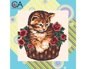 Embroidery Kit  Printed Tapestry Canvas "Kitten" 19x19 cm.