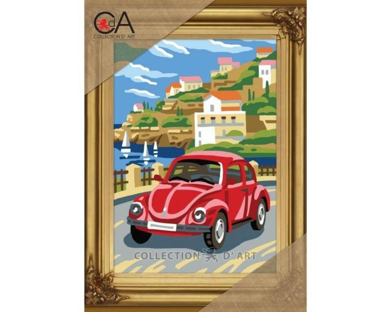 Embroidery Kit  Printed Tapestry Canvas "WW Car" 22x30 cm.