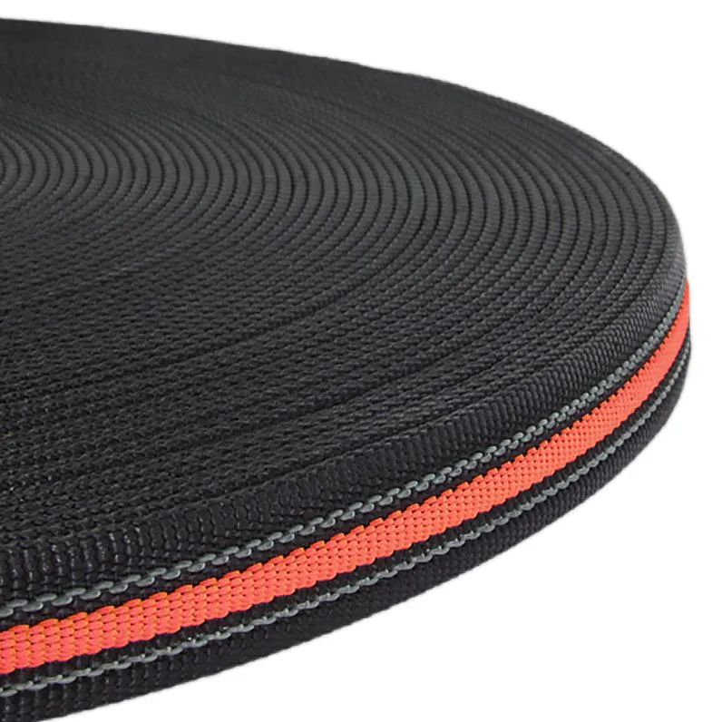 Webbing 20 mm. Reflective, Nonslip. Neon orange/Black