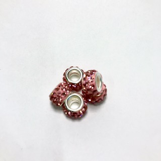 Beads with large hole, pink, 5 pcs