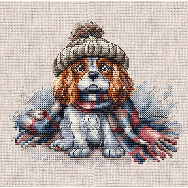 Broderi kit "Cavalier King Charles Spaniel" ca.17x14,5 cm.