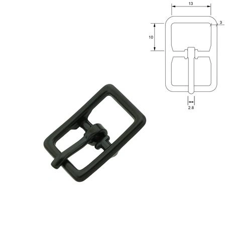 Center Bar Buckle, 13 mm Black.